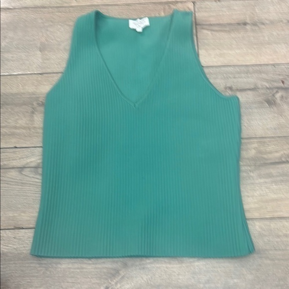 Green Ribbed Sleeveless Tank Top